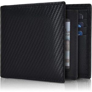 Real Leather Bifold Wallet for Men - Slim RFID Wallets 9 Credt Card Holder